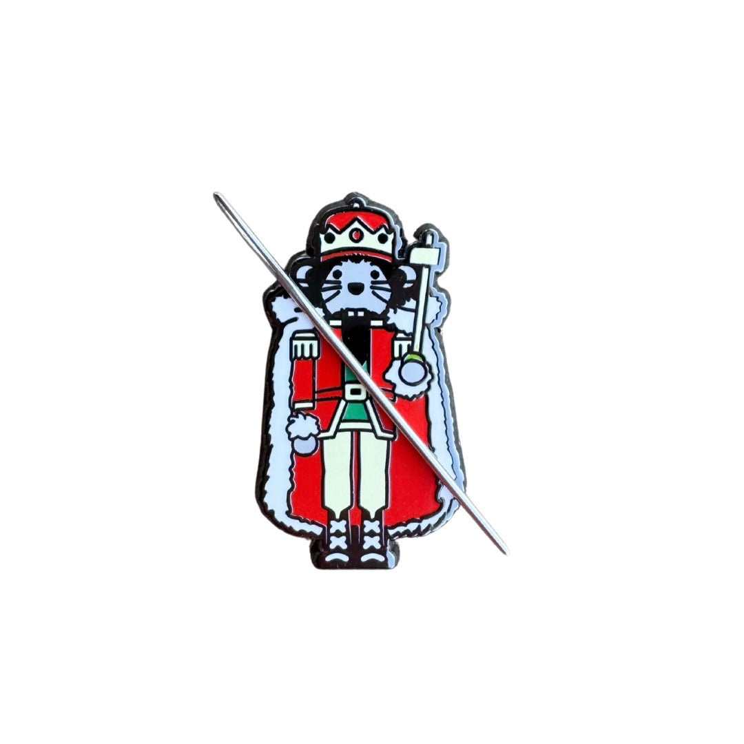 Mouse rat king nutcracker Magnetic Enamel Needle Minder for cross stitch, embroidery and needlepoint.