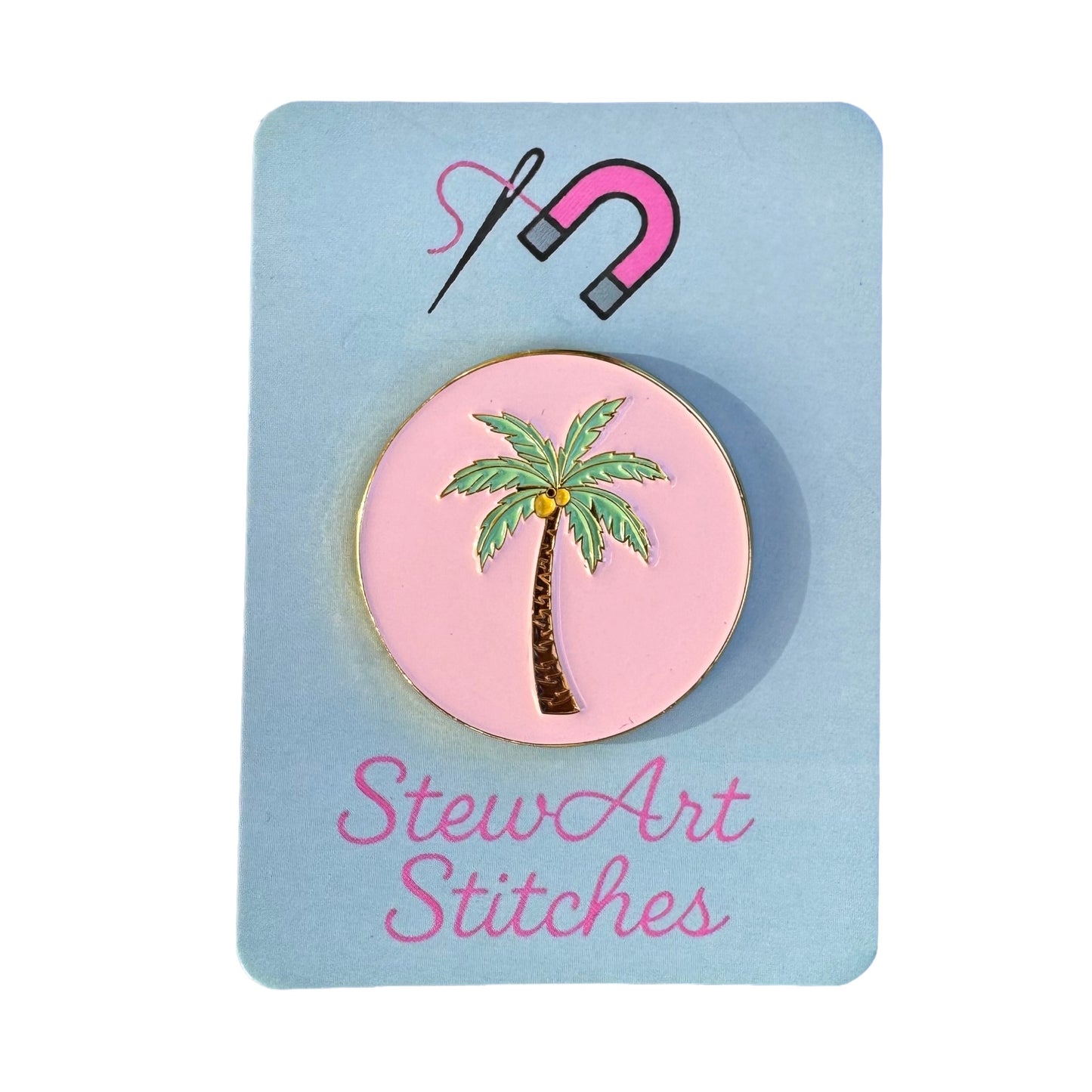 palm tree enamel needle minder