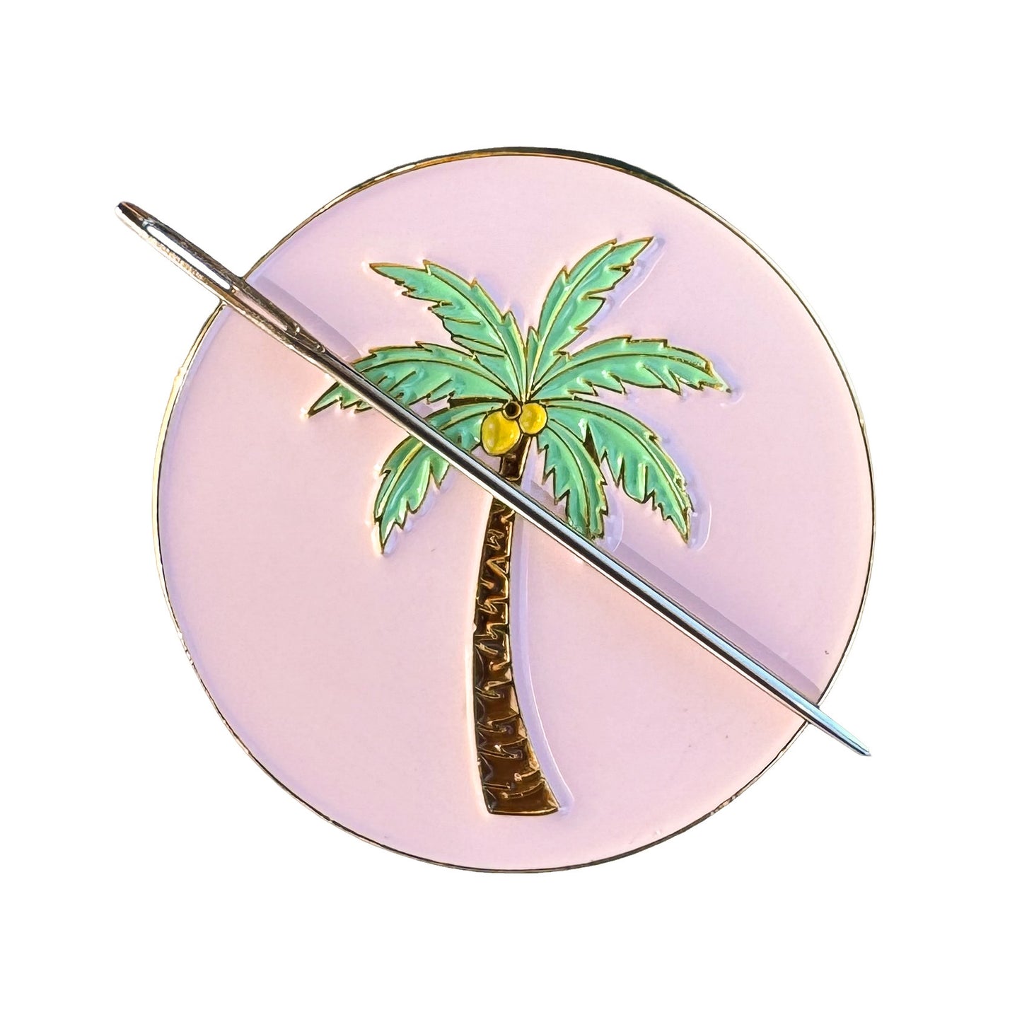 palm tree enamel needle minder