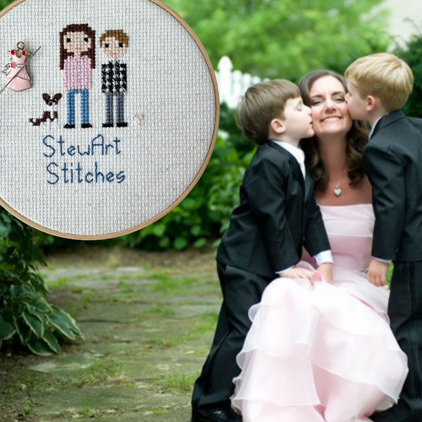 Pretty pink dress magnetic needle minder – enamel accessory for cross stitch, embroidery, and needlepoint – feminine stitching gift for dressmakers and crafters.