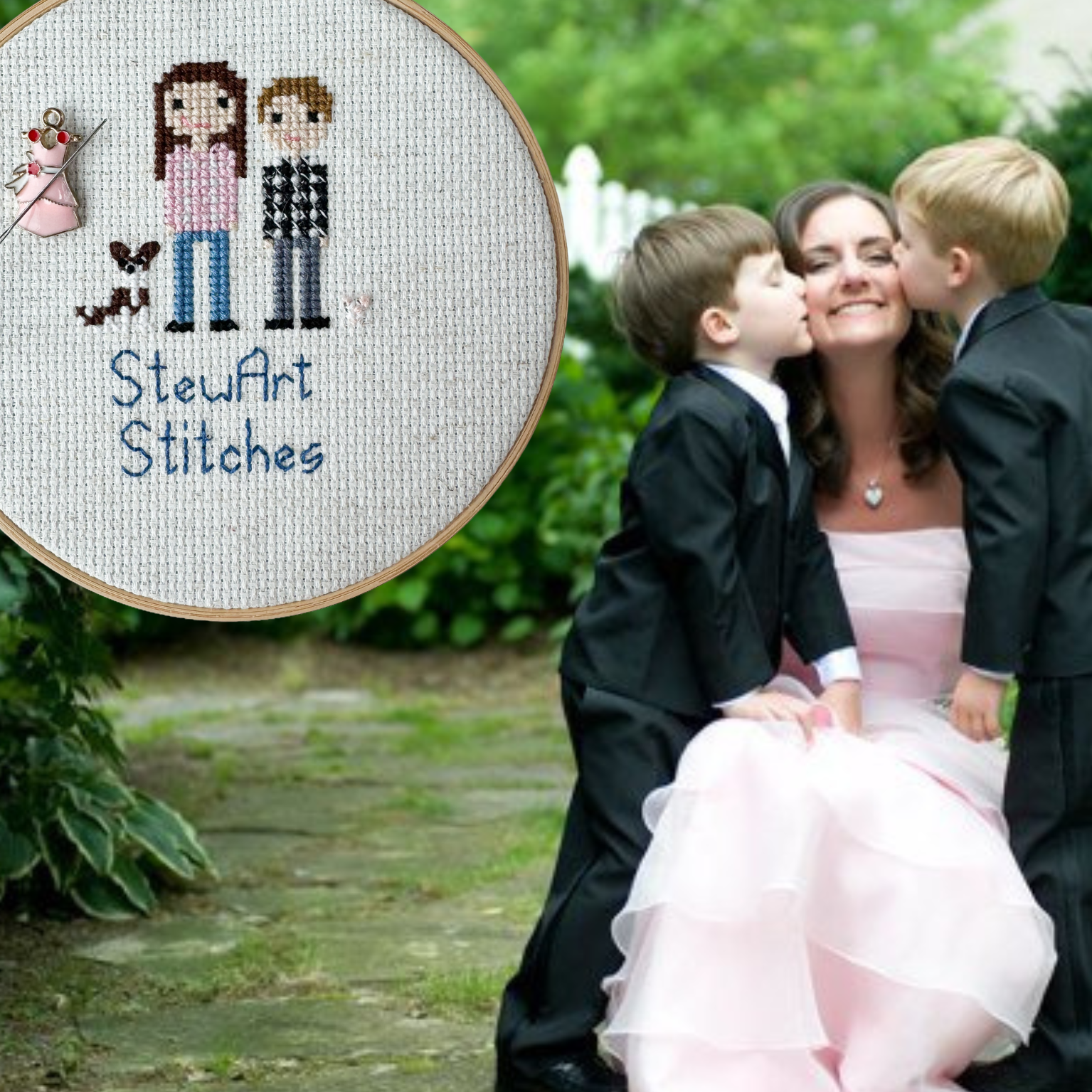 Pretty pink dress magnetic needle minder – enamel accessory for cross stitch, embroidery, and needlepoint – feminine stitching gift for dressmakers and crafters.