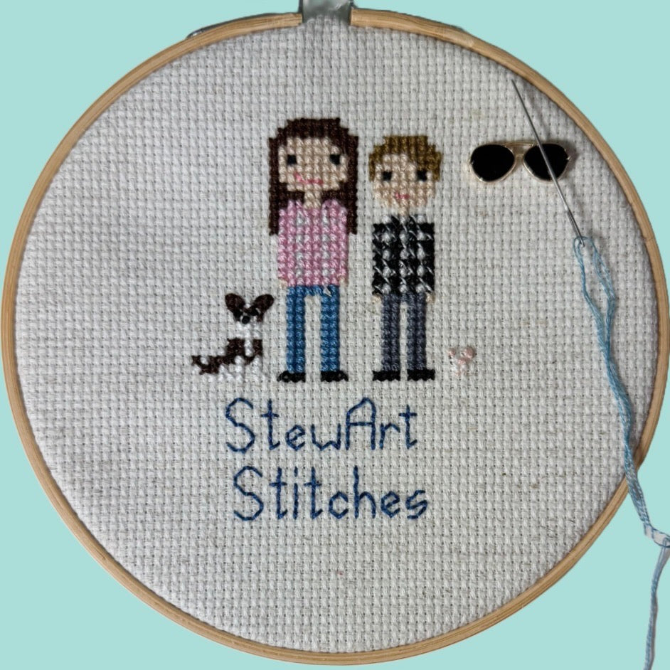 Aviator sunglasses magnetic needle minder – stylish enamel accessory for cross stitch, embroidery, and needlepoint – cool retro stitching gift for summer and travel lovers.